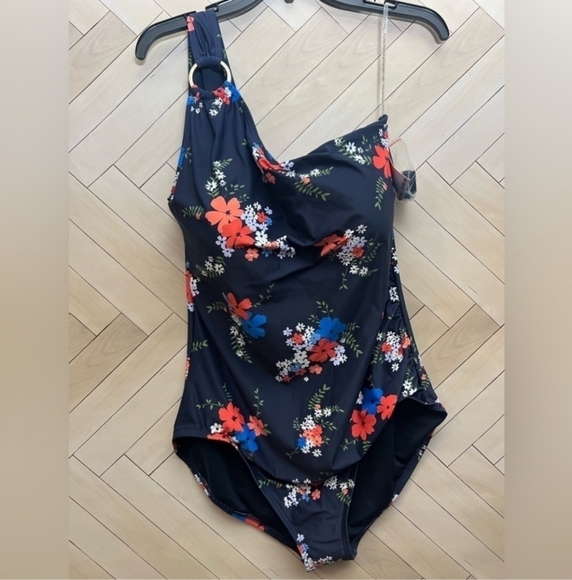 NWT Michael Kors New Navy One Shoulder Underwire One Piece Swimsuit 22W * - Picture 11 of 14